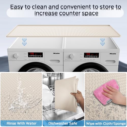 54" x 27.5" Washer and Dryer Covers for the Top，Waterproof and non-slip Washing Machine Cover，Applies to Kitchen、laundry room organization，Washer Dryer Countertop. (Beige) — view 4