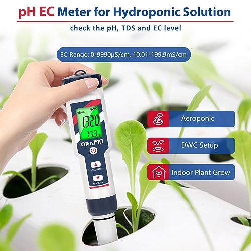 ORAPXI pH Salinity Tester 5 In 1 pH Salt TDS EC Temp
