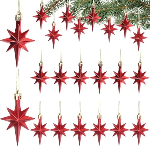 Weihnachtsbaumschmuck Stern, 12 Stück Glitzer Sterne Bethlehem Star...