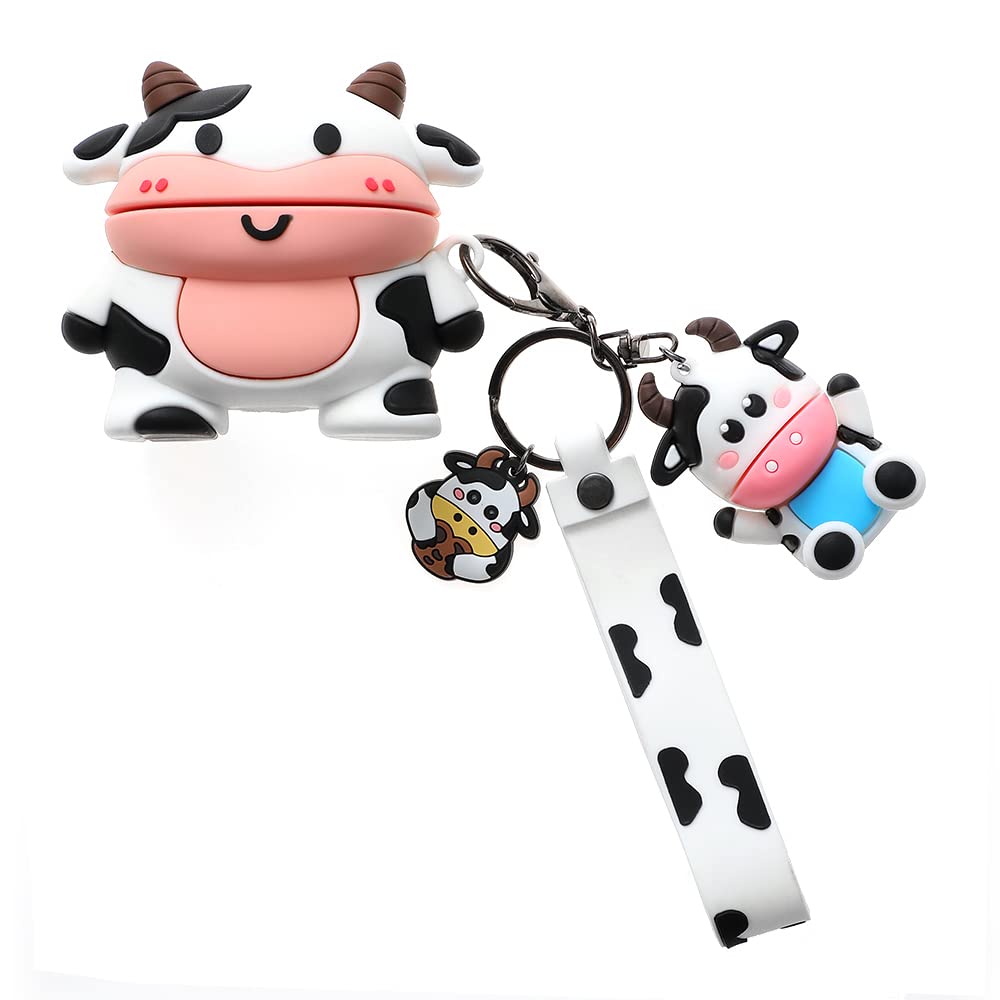 3D Milk Cow Case,Cartoon Cute Fashion Kawaii Cool Character Dairy Cattle Case with Cow Pendant for Airpod Pro 2019/Pro 2nd 2022