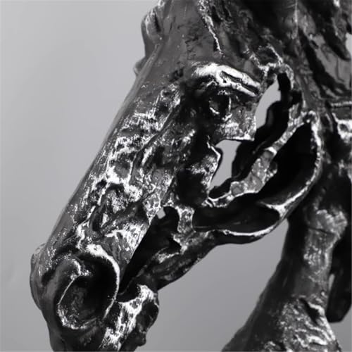 Escultura de cabeza de caballo en hierro fundido y mármol abstracto para mesa de salón 4