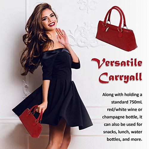 Image of Primeware Wine Clutch Bag (Thermal Insulated) Trendy Women's Carry Tote | Holds Red & White 750mL Bottles | Trendy Fashion | Incl. Portable Waiter-Style Corkscrew