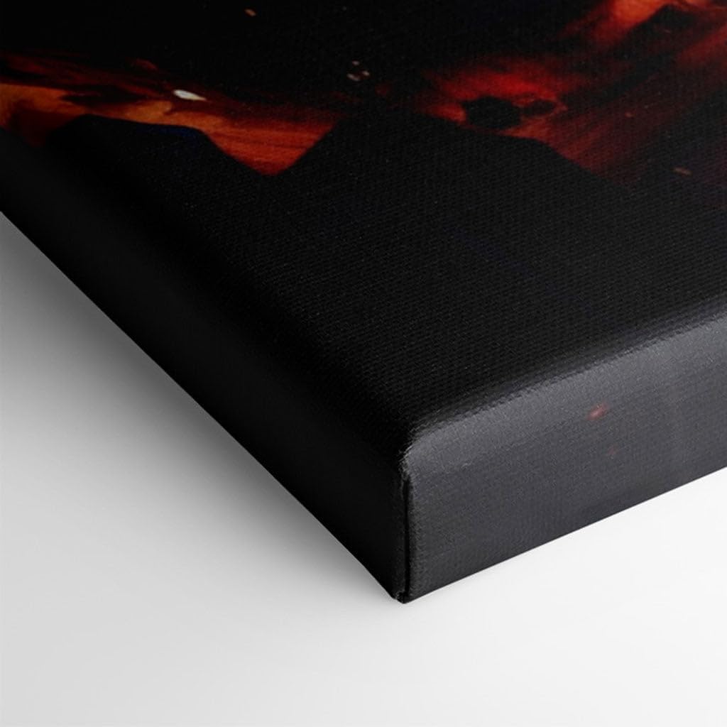 Canvas for Living room. Illuminated Intrigue: Exploring the Mystery of the Crimson-Lit Cityscape, 27 x 18 inch Canvas Wall Art - Modern Home Decor