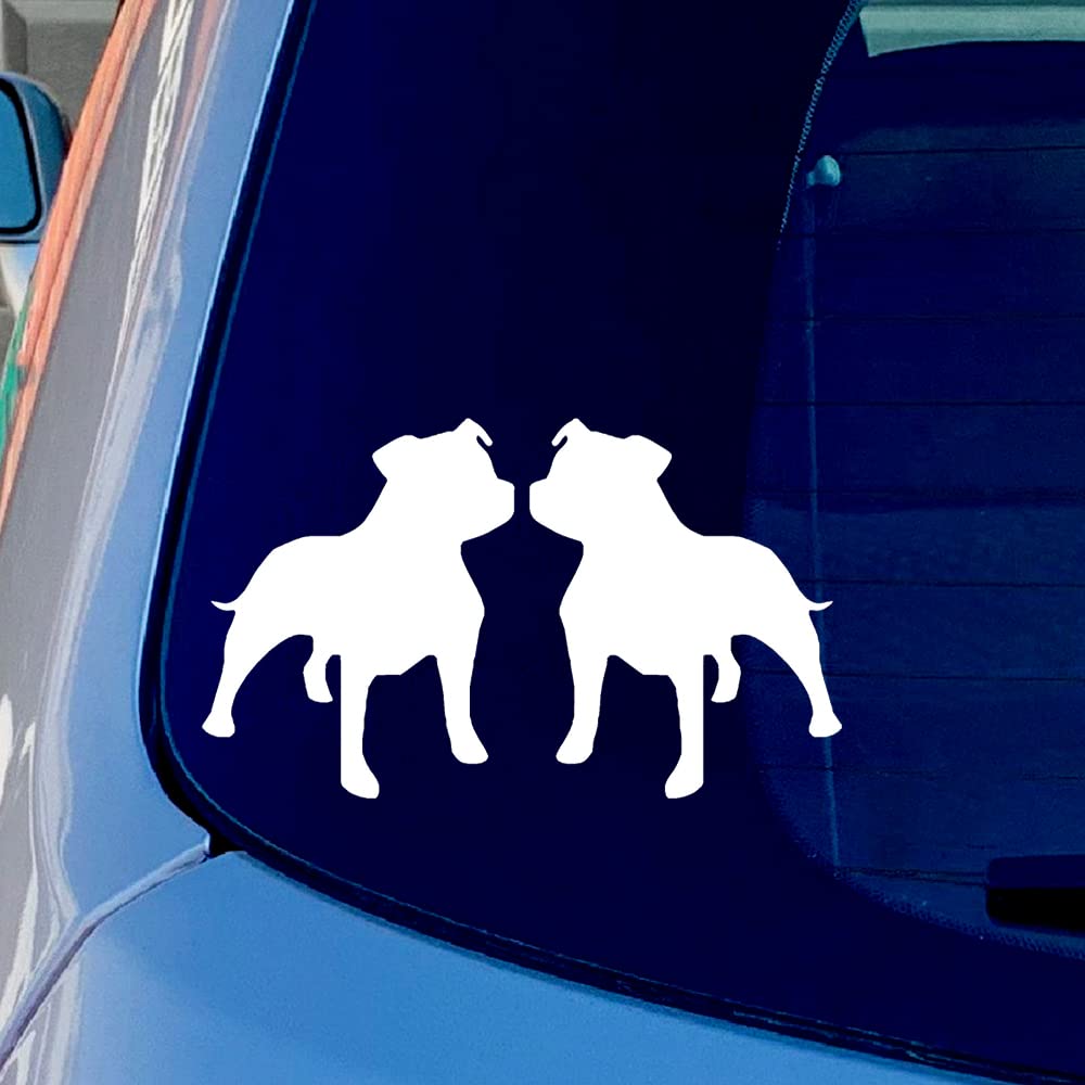 White Na Staffy Staffordshire Bull Terrier Dog Vinyl Sticker Decal For Car Truck Window Bumper 5In