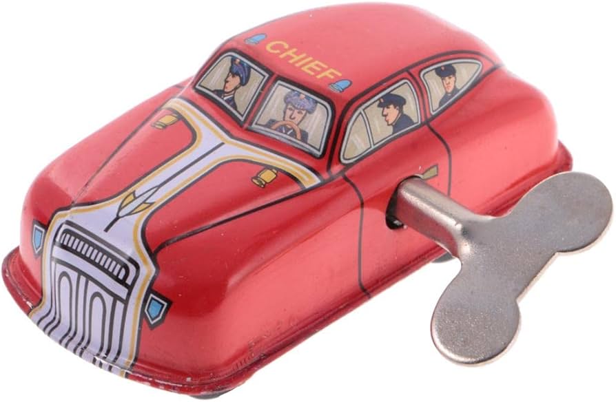 Trendy Retail® Red Classic Fire Car Tin Toy Collectible Clockwork