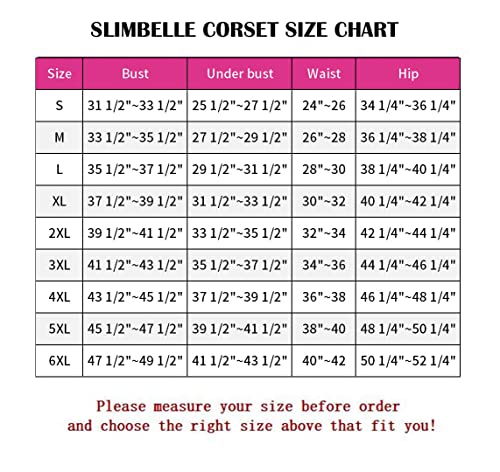 Slimbelle Women Corset Waist Bustier Dress Lace Boned Adjustable Shaper Overbust Bustier Steampunk Skirt Black S #TOP2