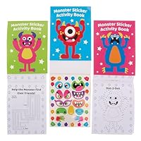 Baker Ross FX592 Monster Sticker Activity Books - Pack of 8, Entertaining Halloween Activity Books for Kids