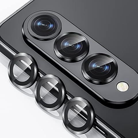 WSKEN for Samsung Galaxy Z Fold 4 Camera Lens Protector Case Cover, Anti Scratch HD Tempered Metal Glass Camera Screen Protector Shockproof Film for Galaxy Z Fold 4 5G 2022 Accessories, Black Cover