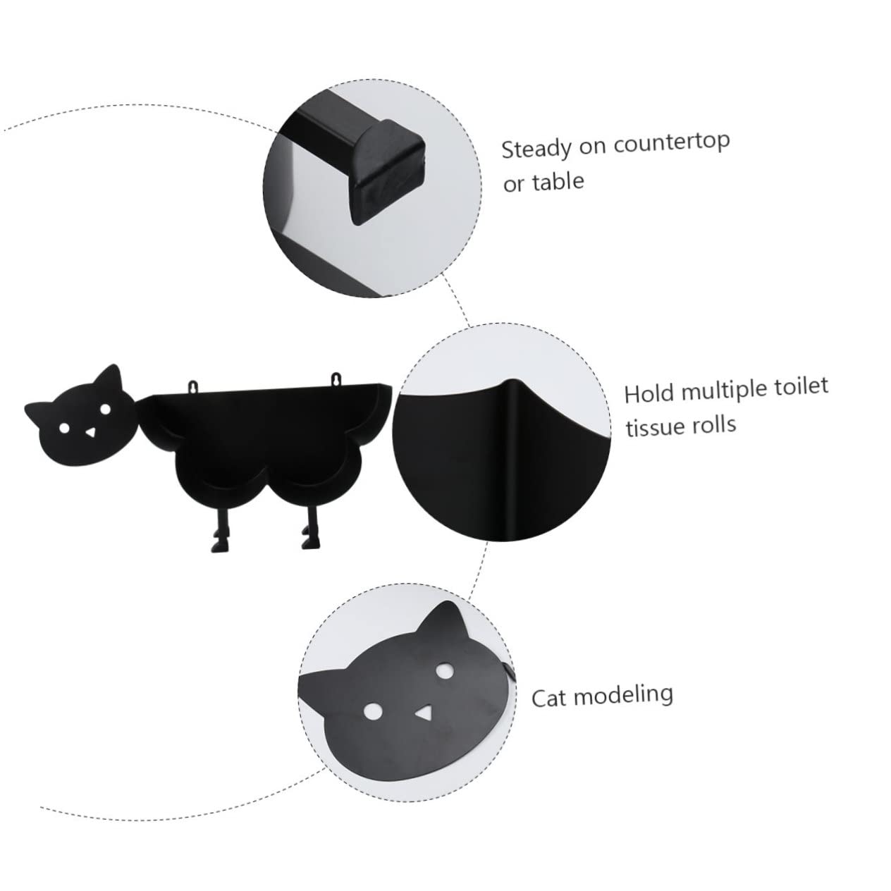 Portarrollos de Papel Higiénico de Escritorio en Hierro Negro | Organizador Vertical Base Estable, Guarda Varios Rollos, Uso en Hotel y Restaurante