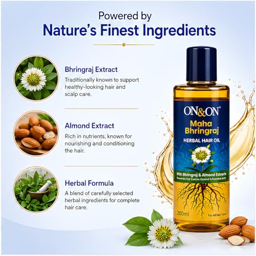 Image of Maha Bhringraj Herbal Hair Oil - Nourishing & Strengthening Hair (Pack of 1, 200ml)