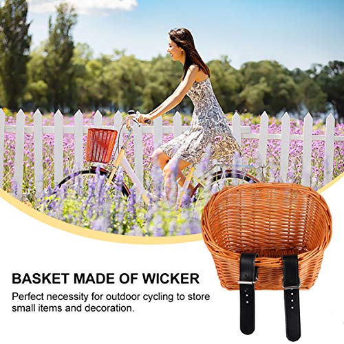 CLISPEED Crianças Guiador Dianteiro Cesta de Bicicleta Guiador Dianteiro Cesta de Vime Bicicleta Tir