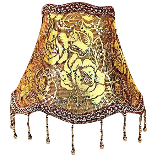 Pantalla de lámpara festoneada vintage de 9, 8 pulgadas con colgantes de cuentas, pantallas florales pequeñas y antiguas de repuesto para lámparas de pie de mesa E27, pantallas de lámpara antiguas