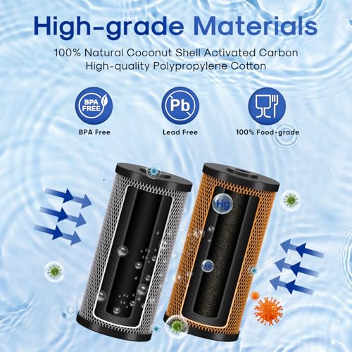 Image of ICEPURE 2-Stage 10 inch x 4.5 inch Whole House Carbon Water Filter Set, Activated Carbon Filter and KDF Heavy Metal Removal Cartridge Replacement for WFHDC8001, CB-BB-10, FXHTC, GXWH40L, GXWH35F, Pack of 1