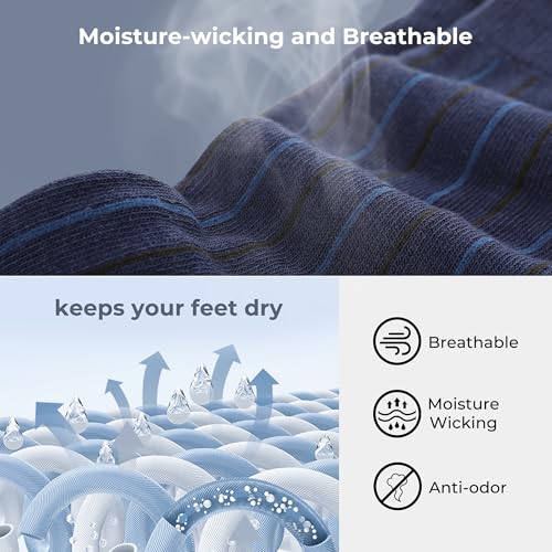 Image of BAMBOO COOL Men's Crew Socks Bamboo Viscose Breathable Rib Dress Socks For Men, Casual Lightweight Comfort 6 Pack