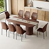 Rejeke 79' Dining Table Set for 8,Large Rectangular Kitchen Table Set for 8 with Cushioned Chairs,Modern Mid-Century Wood Dining Room Table Set,Ideal for Dining & Gatherings (Walnut)