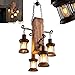 Produktbild Retro Pendelleuchte Industrielle Loft Bar Hängeleuchte Kreativ Persönlichkeit Wohnzimmer aus Holz und Metall Pendellampe Höhenverstellbar E27 Industrial Hängelampe für Esszimmer Wohnzimmer Küche Café