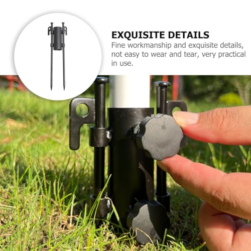 Base de paraguas ajustable de metal, soporte negro multifunción para postes de exterior 4