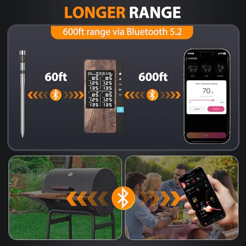 Image of AI Smart Wireless Meat Thermometer, 10X Enhanced Signal and Stability, with 2 Probes High-Accuracy Sensors, Standalone Display Base, Instant Read LCD & App Control for Kitchen,BBQ,Oven,Grill