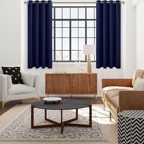 Image of DWCN Blackout Curtains for Bedroom Living Room 42 inch x 63 inch 2 Panels Navy Blue