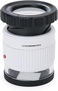 Dabey Lupa de escala de LED,Lupa de escala de LED Lupa de ampliação ajustável 30X Tipo de cilindro de metal Espelho com escala Espelho de leitura de tamanho pequeno Lupa de joias com 3 luzes LED 3 luz