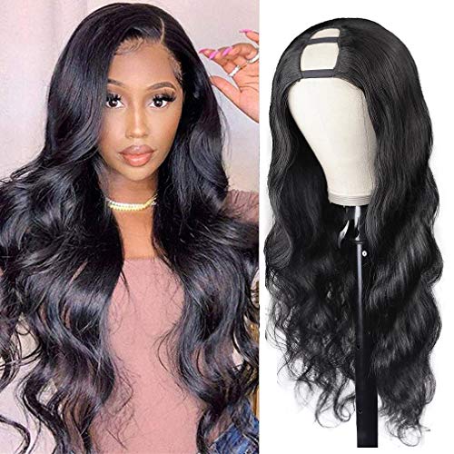 U Part Wig Body Wave wigs Human Hair Wigs for Black Women (20inch) 10a Brazilian Body Wave U Part Wigs Half Wig Glueless Full Head U part Hair Extension Clip in Human Hair