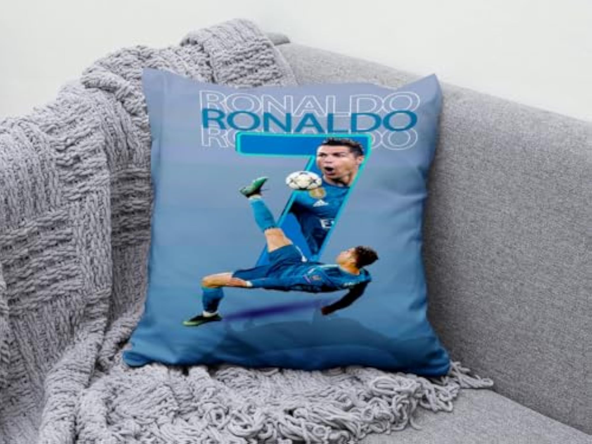 Cristiano Ronaldo Poster Print Cushion Pillow, 12"x12"