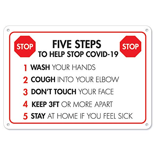 Notice Sign - Five Steps to Help Stop COVID-19 | Plastic Sign | Protect Your Business, Municipality, Home & Colleagues