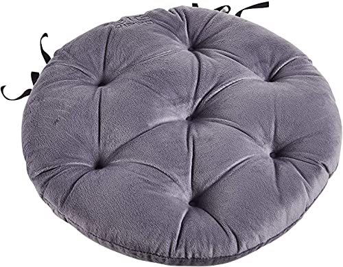 Big Hippo Coussin Rond de Chaise Epais Interieur/Exterieur, Coussin Décoratif de Chaise Jardin Bureau Canapé Exterieur Interieur, Surface de Velours, Doux et Epaise, 43x43x8cm, Gris