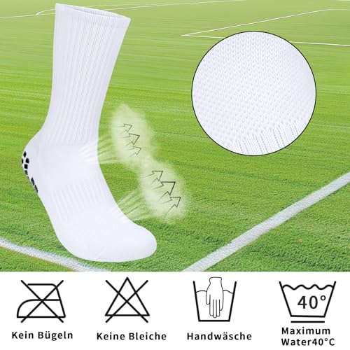 ouhos 5 Paare Herren Fussballsocken Anti-Rutsch, Sportsocken mit Grip, Gepolstert & Atmungsaktiv, Weiß Schwarz, Gr. 43-46