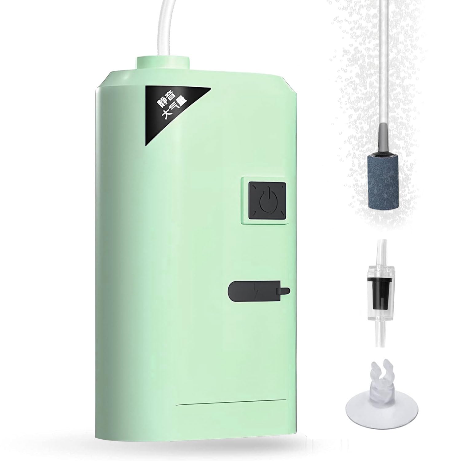 釣り エアーポンプ usb 充電式 エアポンプ 電池内蔵 消音35db 小型 携帯式 酸素ポンプ (グリーン)