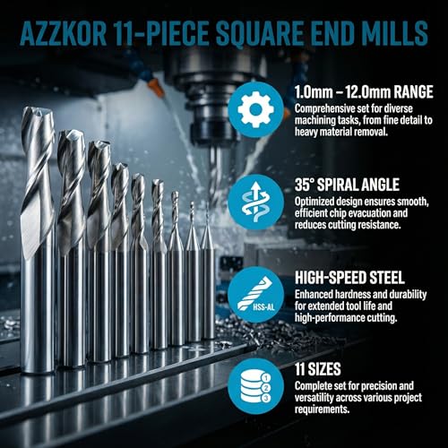 Image of EndMills 2 Flutes HSS-AL CNC Router Bit Cutting Tool Set 1.0-12mm for Steel Wood Aluminum Milling Cutter