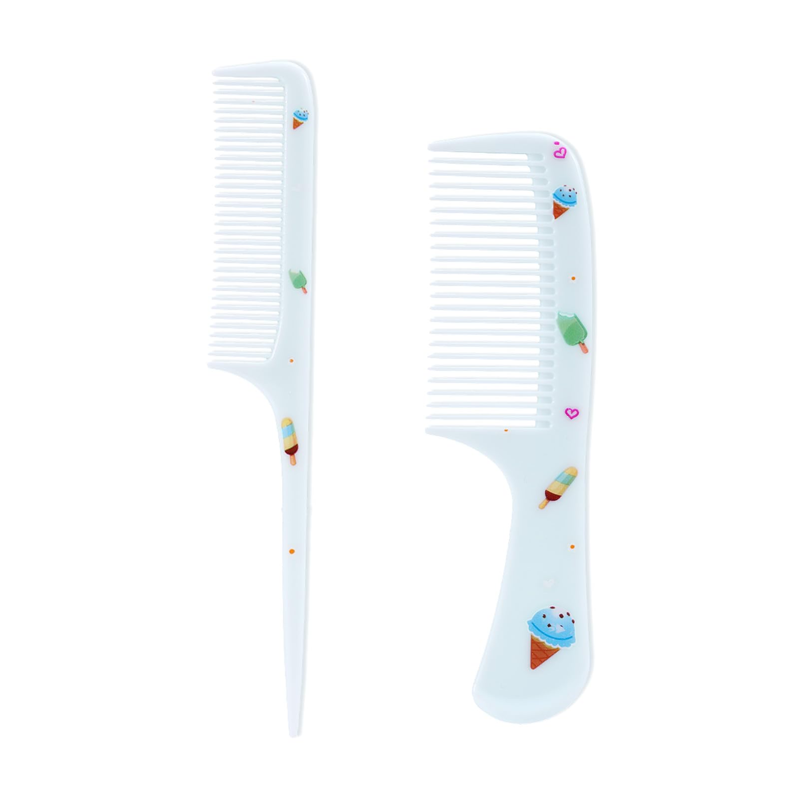2 Uds Set Peines para Bebé, Azul Bonito Helado Dientes Finos y Cola de Ratón Plástico Cepillo Pequeño para Bebé Todo Tipo de Cabello