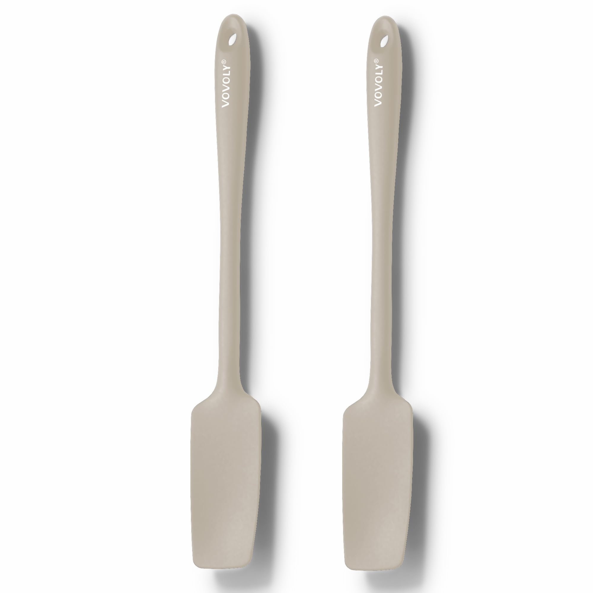 Paquete de 2 espátulas pequeñas de silicona con mango largo, espátula mejorada resistente al calor para utensilios de cocina antiadherentes, diseño sin costuras, núcleo de acero inoxidable, cuchara