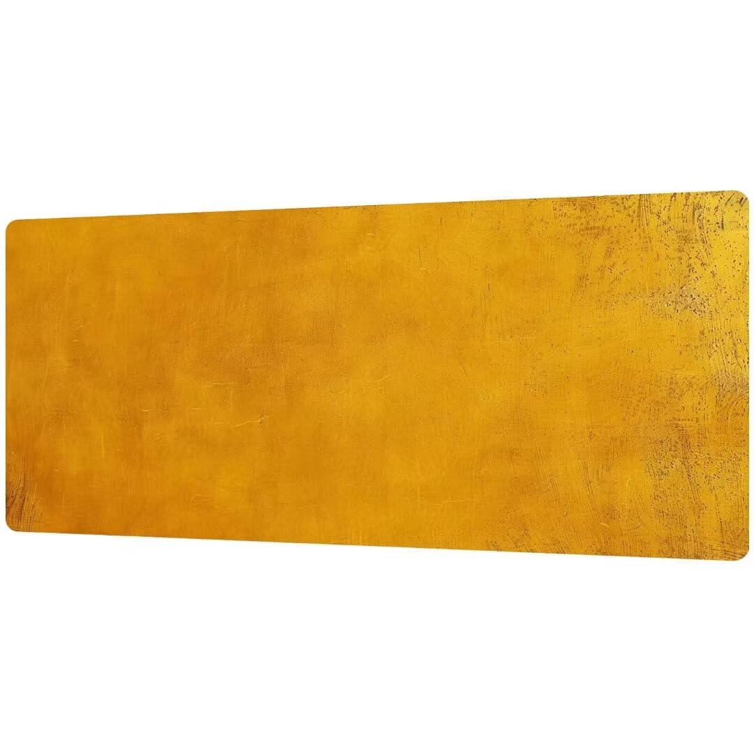 Musztardowa gamingowa podkładka pod mysz, podkładka na biurko, duża podkładka pod mysz, 900 x 400 x 4 mm, XXL, podkładka pod mysz na biurko z antypoślizgową gumową podstawą, zszyte krawędzie,