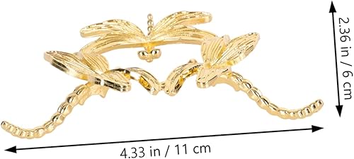 Miniatura 8 de SHOWERORO Soporte de metal para decoración de estatua de escritorio, bandeja de joyería de metal para manualidades, forma de libélula con base de