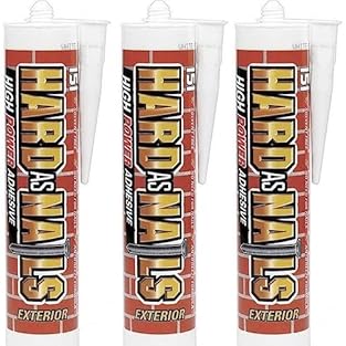 X Solvent Free Hard As Nails Adhesive With High Adhesion Cartridge For Outdoor Use Also Ideal For Skirting Boards Dado Rain Plasterboards Plaster Carpet Most Building Materials Support Beams. Instant Grab High Strength Adhesive Which Has Been Special...