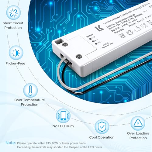 Image of 24V 100W Dimmable LED Driver, 5-in-1 Constant Voltage Triac /ELV /MLV /0-10V /1-10V /PWM /V-R Dimming AC to DC Power Supply, ETL Listed LED Transformer, Compatible with Leviton Dimmer
