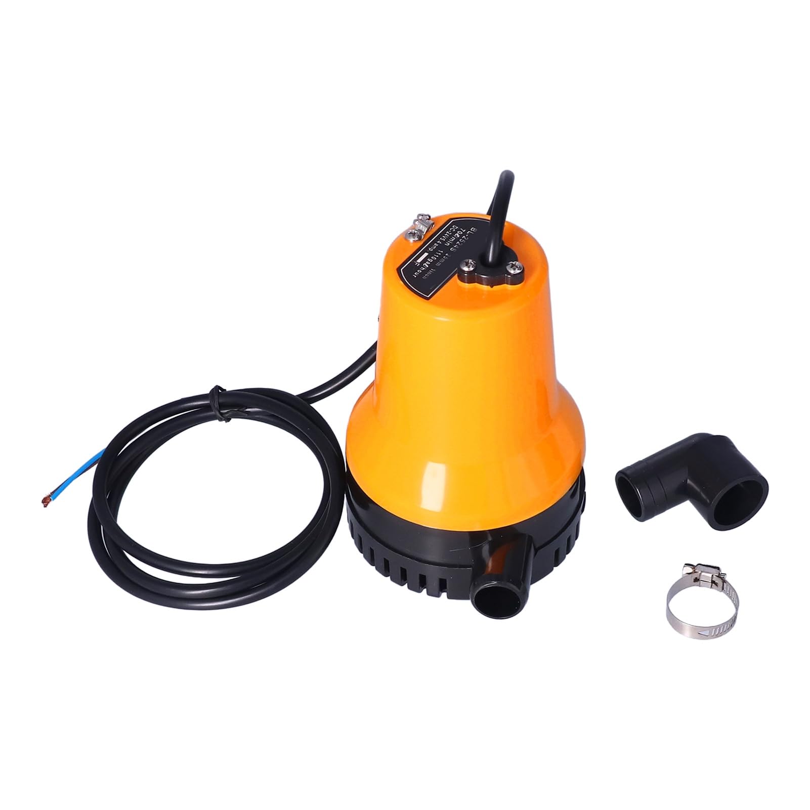 Keenso Bomba de Achique de 24 V Bomba de Agua Sumergible Eléctrica 60 W 7000 Rpm ABS Caucho Metálico 4,2 M3 H Salida de 25 Mm Elevación de 16,4 Pies para Barco Aspersor de Tierras de Cultivo de
