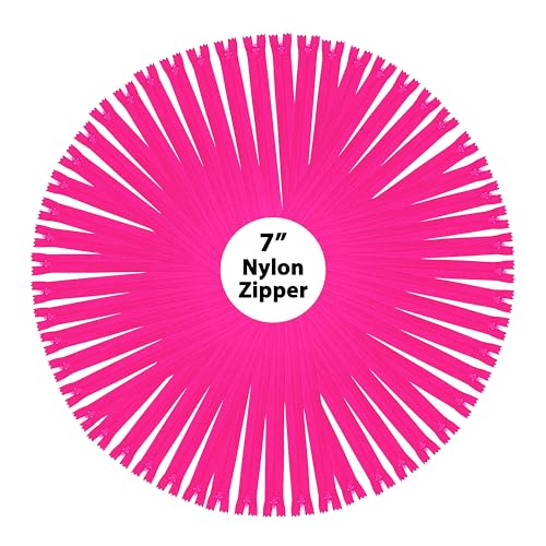 Image of Mandala Crafts 100 PCs Hot Pink Closed-End 7 Inches Nylon Zipper for Sewing