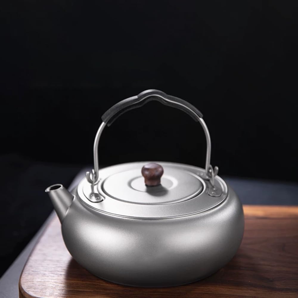Hervidor de agua ligero de titanio puro for acampar | Tetera de campamento duradera y portátil | Ideal for hervir agua, café, té.