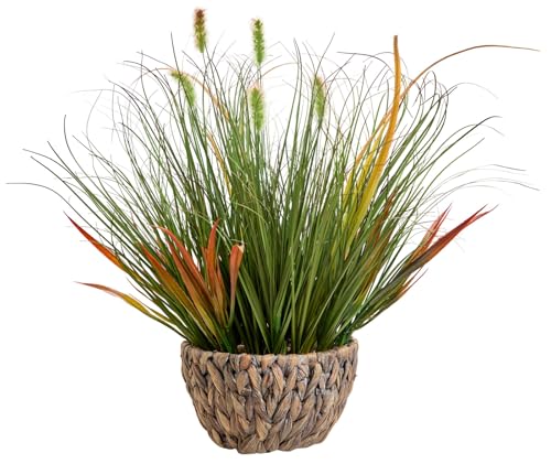 AlphaAcc 17.5 Inch Artificial Grass Plant with Pebbles Full Realistic