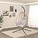 Hanging Egg Chair with Adjustable Stand,Wicker Rattan Hammock Swing Egg Chair with Cushion Headrest for Patio,Bedroom,Balcony Furniture,350LBS Capacity(Beige)