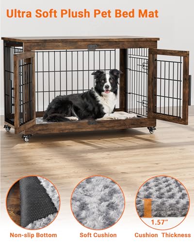 image for YaFiti Dog Crate Furniture with Cushion, Large Wooden Dog Kennel Indoo