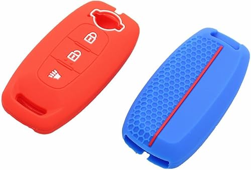 Funda de silicona para llavero sin llave para Nissan Livina Sunny Maxima GENISS Navara Paladin NV200 D22 (rojo)