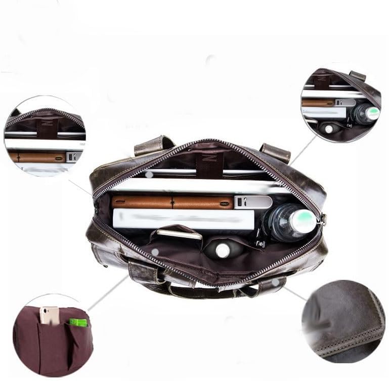 Multi Functional Shoulder Bag Layer Cowhide Handbag Crossbody Briefcase