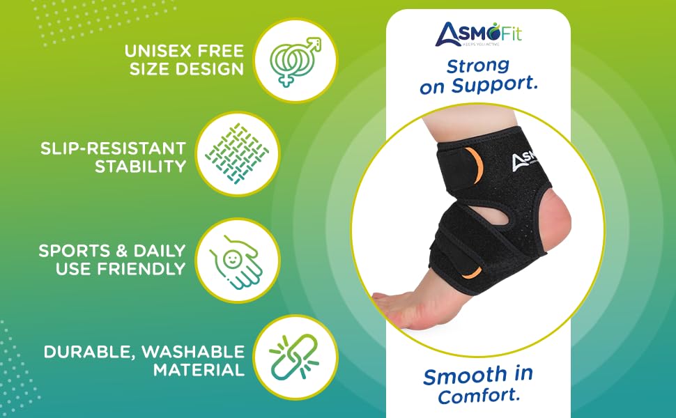 Asmofit Ankle Support Compression Brace for Injuries | Ankle Band For Men & Women, Ankle Protection Guard Helpful In Pain Relief and Recovery | Adjustable Support Brace for Foot Care & Foot Swelling - Image 5 thumbnail