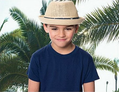 Fedora Hats for Boys, Girls, Toddlers, Kids, Nautical Theme, One Size w/Adjustable Drawstring, Natural2