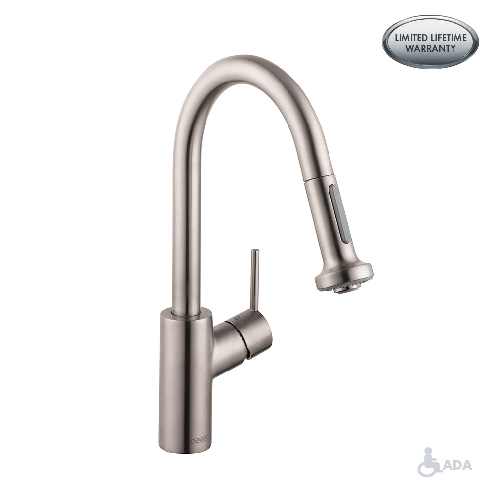 Hansgrohe Talis S Premium 1 Handle 15 Inch Tall Stainless Steel Kitchen Faucet With Pull Down Sprayer Magnetic Docking Spray Head In Steel Optic