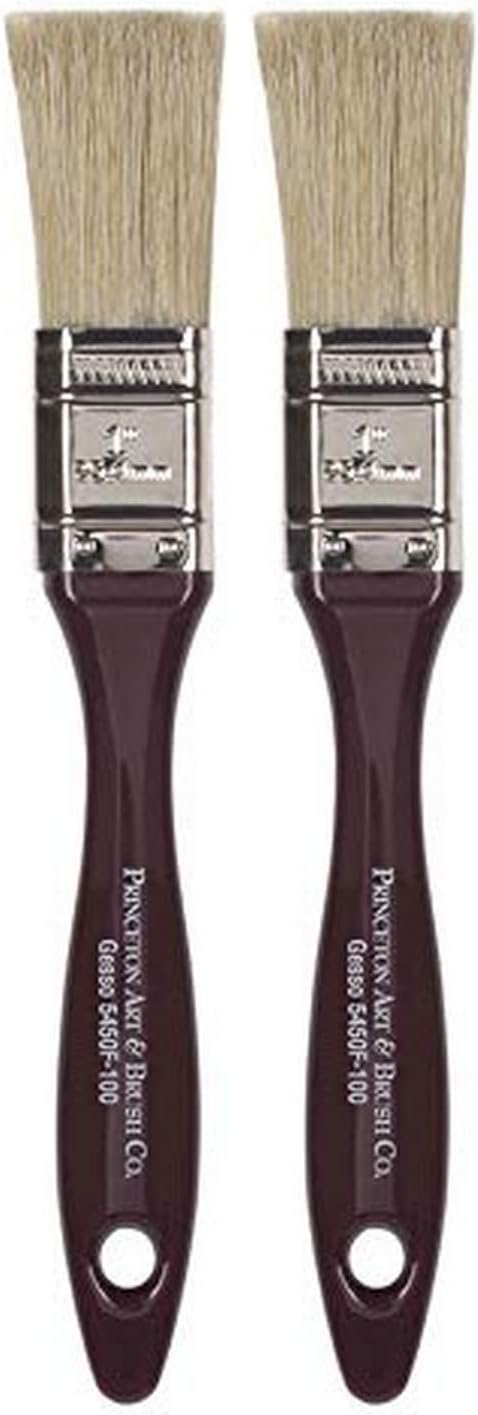 Princeton Gesso Paintbrush, 1 Inch Wide, for Priming and Covering Large Areas Quickly (Pack of 2)