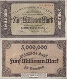 Sachsen Prophila Collection Geldschein Sachsen Rosenbg: SAX17 Länderbanknote Sachsen gebraucht (III) 1923 5 Mio. Mark (Banknoten für Sammler - kein Zahlungsmittel)